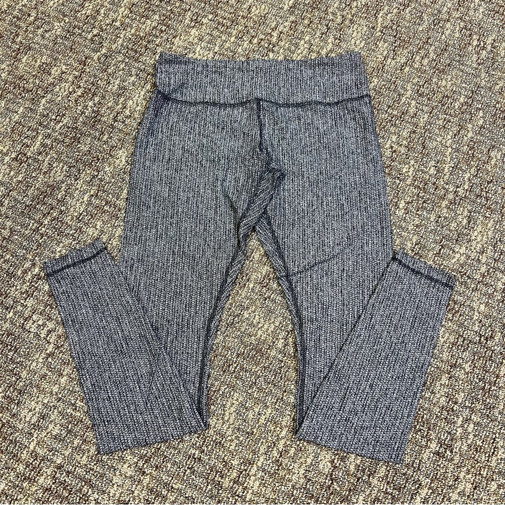 Lululemon Womens  Wunder Under Pant III Leggings Coco Pique Black White Size 8